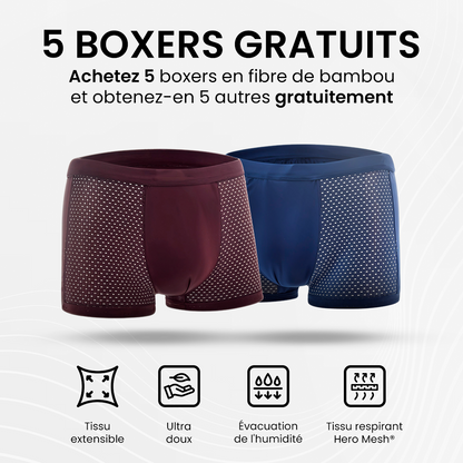 10 BOXERS EN FIBRE DE BAMBOU POUR LE PRIX DE 5